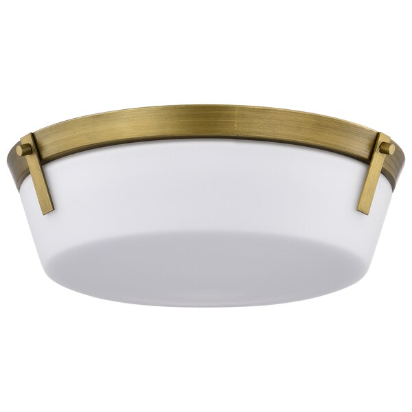 Nuvo Rowen 3-Light Flush Mount Natural Brass Etched White Glass 60/7750 - main